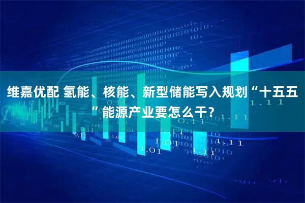 维嘉优配 氢能、核能、新型储能写入规划“十五五”能源产业要怎么干？